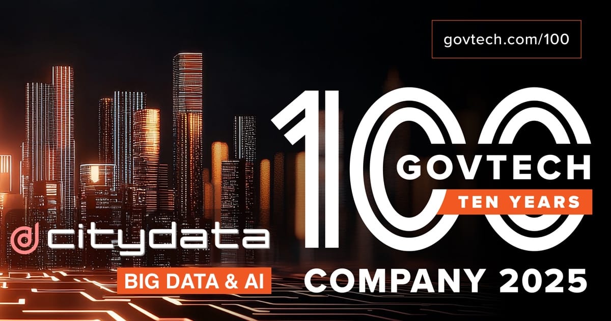 Coveted GovTech 100 Recognition for CITYDATA.ai