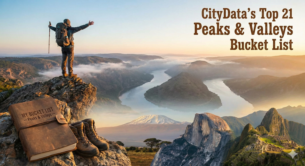 CityData's Top 21 Peaks and Valleys Bucket List
